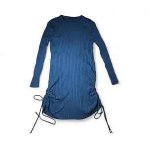 SHEIN Black Ribbed sweater dress. Body hugging, with drawstrings to shorten
